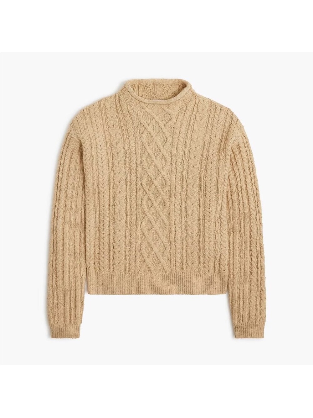 J. Crew Tan Cable Knit Crewneck Sweater